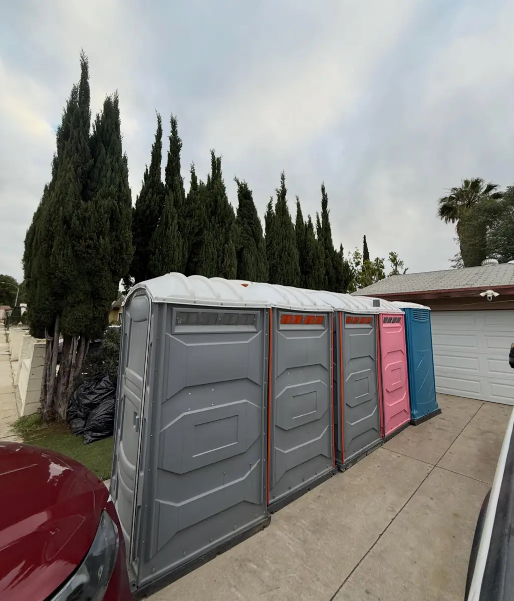 Porta potty setup similar to those delivered in Sacramento