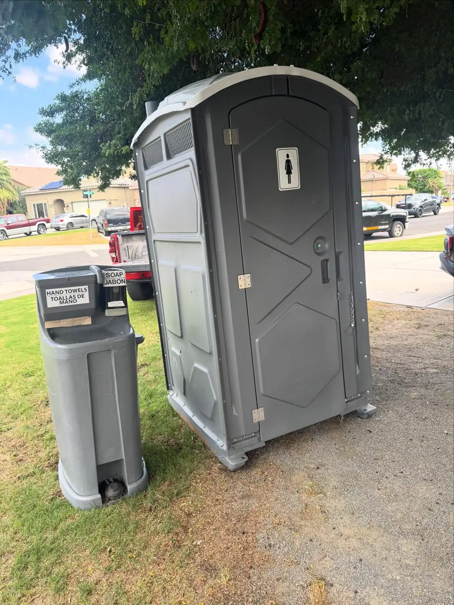 Porta potty setup similar to those delivered in Colusa