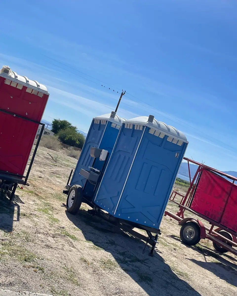 Porta potty setup similar to those delivered in Wheatland