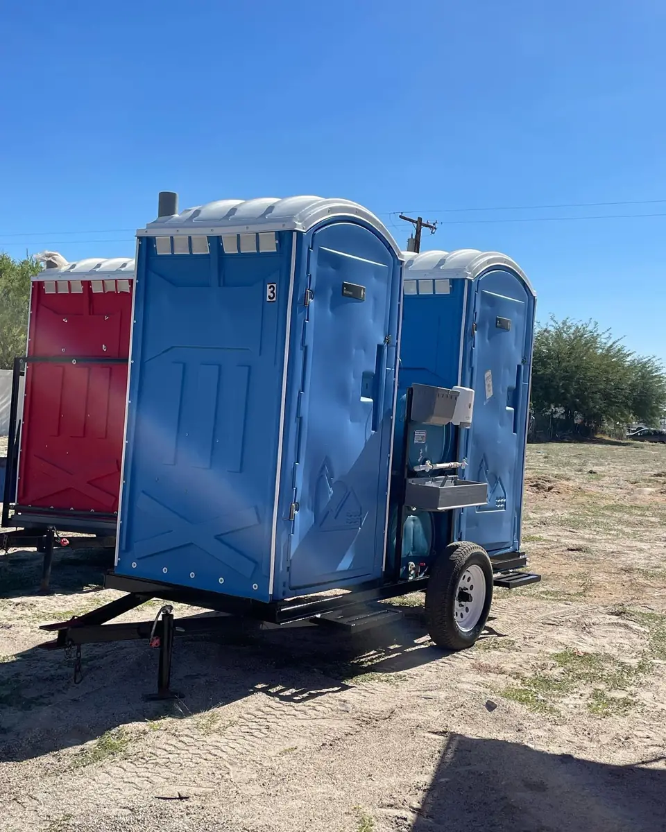 Porta potty setup similar to those delivered in Grass Valley