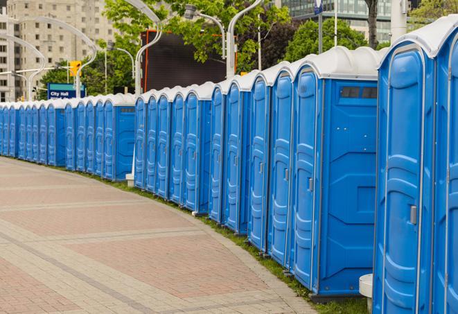 Seasonal porta potty units set up at a Yuba City, California venue